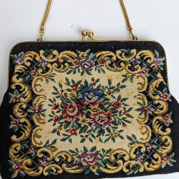 Floral Embroidered Black Clutch - Picture 5 of 8